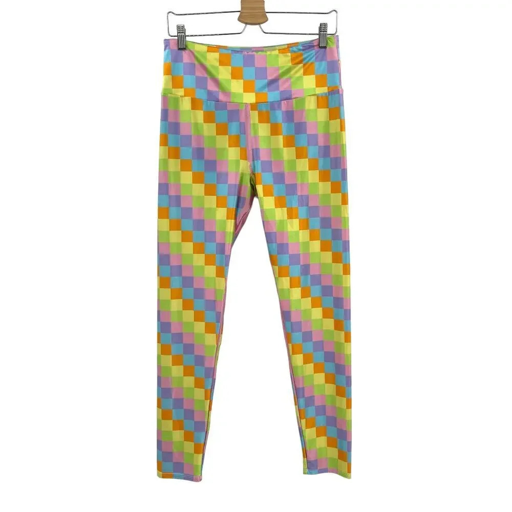 Goldsheep Checker Leggings Pastel‎ Multicolor Size XXL